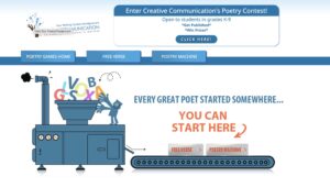 Poetry Games screenshot of homepage