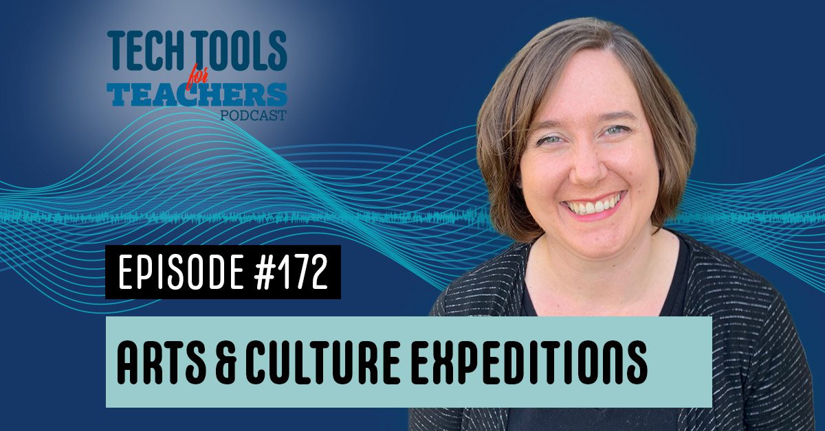 Shanna's face on a graphic with Arts & Culture Expeditions - Episode 172