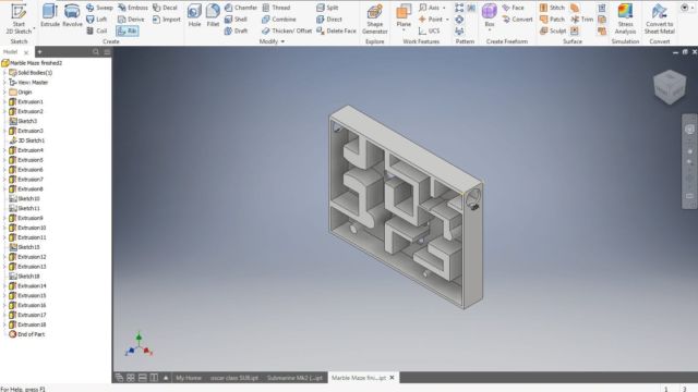 Autodesk Inventor student project - marble maze