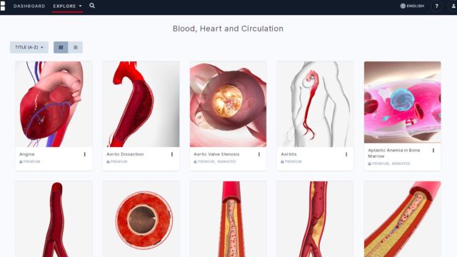 BioDigital heart, cardiovascular and blood screenshot