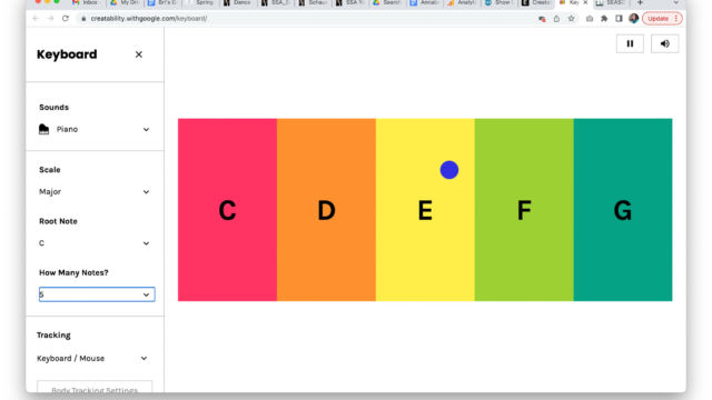 A rainbow colored musical keyboard from Chrome Extensions - Keyboard