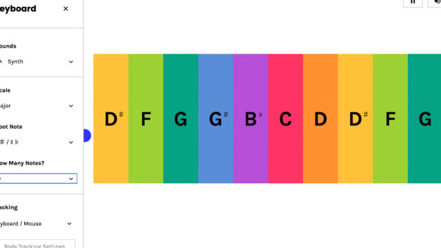 A rainbow colored musical keyboard from Chrome Extensions - Keyboard