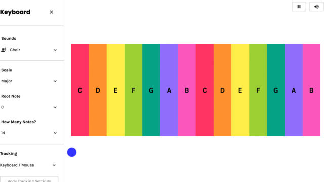 A rainbow colored musical keyboard from Chrome Extensions - Keyboard