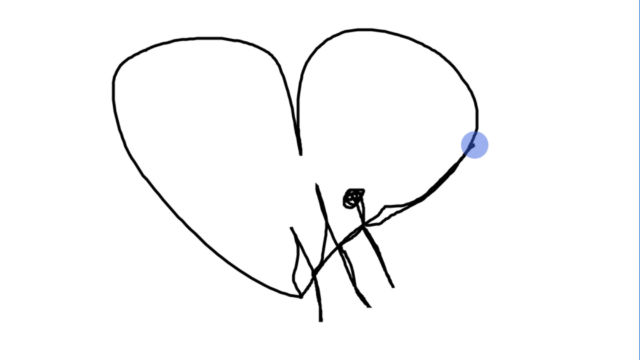 A heart drawn with Chrome Experiments Sound canvas