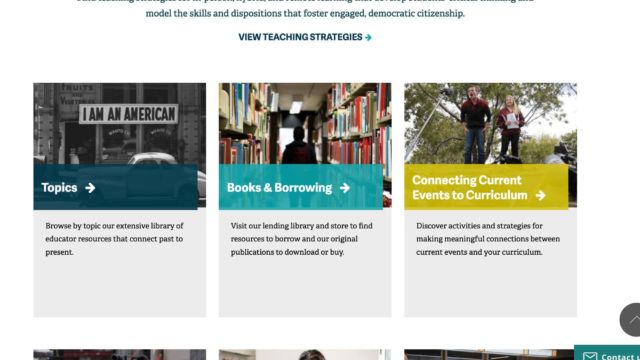 Screenshot of Facing History's teacher resources page