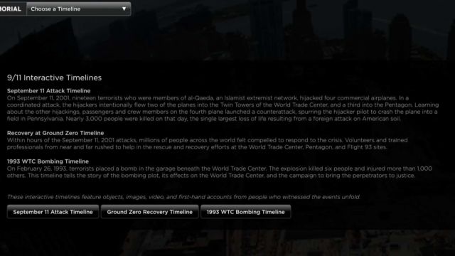 Screenshot of learning information from the 9/11 Memorial & Museum