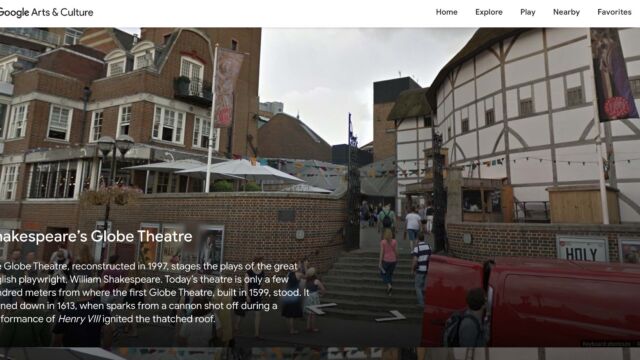 An image of Shakespeare's globe theatre from Arts & Culture Expedition