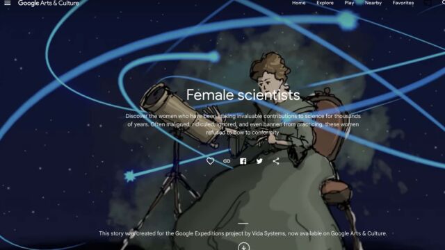 Female Scientists homepage screenshot from Arts & Culture Expeditions