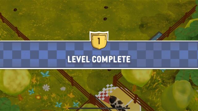 Screenshot of a gameplay from Mooving Cows - level 1 complete.