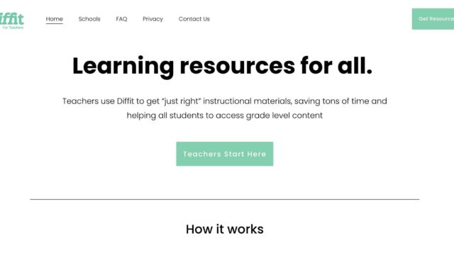Diffit for Teachers homepage screenshot