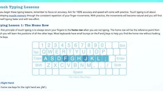 Screenshot of How-to-Type.com displaying a punctuation lesson. The interface has a bright, tropical-themed design with a gradient background. The lesson explains how to type punctuation marks like semicolons, commas, and periods. Below the explanation, an interactive exercise allows users to practice typing these symbols accurately.